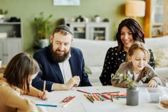 Jewish Family Drawing Together